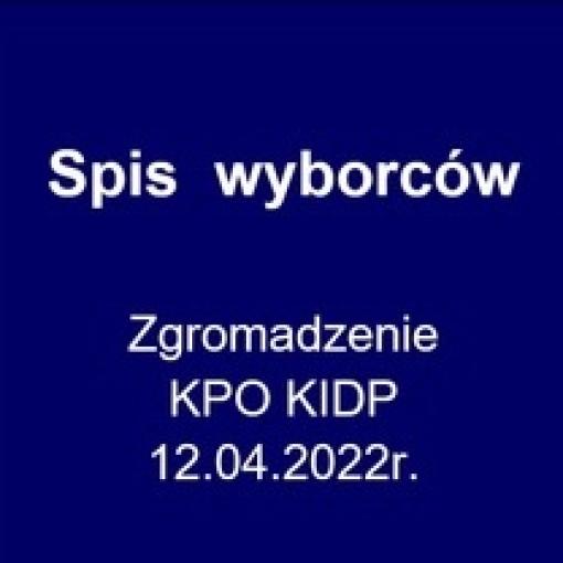 Spis wyborców uprawnionych do głosowania podczas Zgromadzenia Kujawsko-Pomorskiego Oddziału KIDP - 12.04.2022 r.